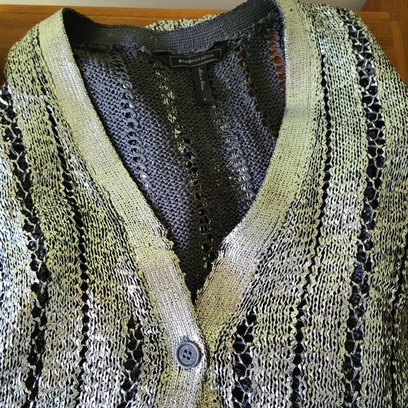 Metallic Silver Knitted Cardigan Sweater - Picture 7 of 8